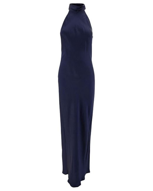 Semicouture Blue 'Elisha' Long Dress With Halterneck