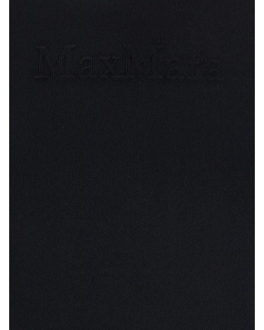 Max Mara Pure Black 'Adelio' Crewneck T-Shirt With Tonal Logo Lettering