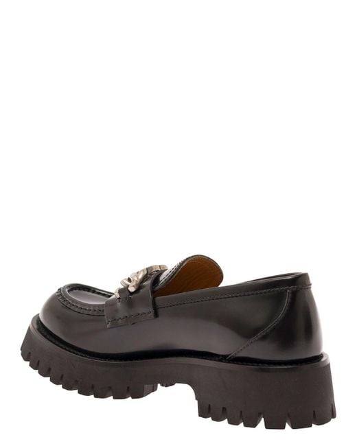 Gucci White 'Jeanne' Loafers With Interlocking G Detail And Lug Sole I