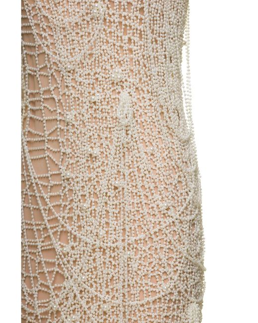 Sportmax White Maxi Dress With String Of Pearls