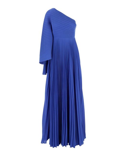 Solace London Blue Maci' One-Shoulder Long Dress