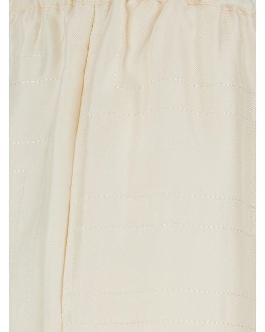 Totême White Pants With Elasticated Waist And Two Side Pockets