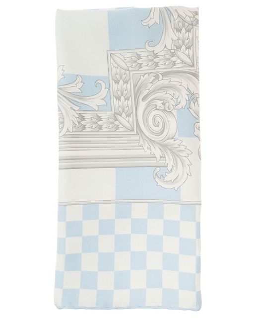 Versace Blue Light Scarf With Nautic Baroque Print for men