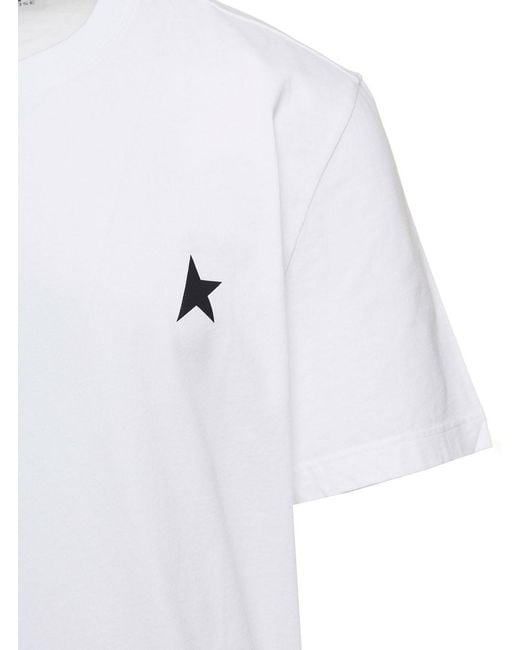 Golden Goose Deluxe Brand White T-Shirt With Round Neck And One Star Logo Print On The Front for men
