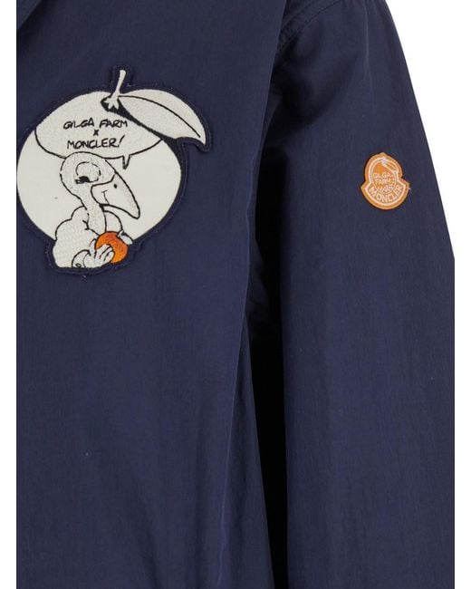Moncler Genius Blue 'Satsuma' Jacket With Logo Patch On The Sleeve And Maxi Logo Patch On The Rear for men