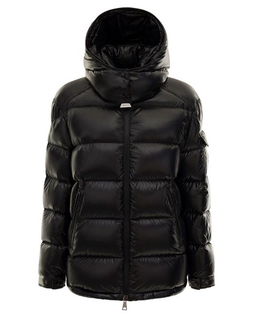 Moncler 'Maire' Hooded Down Jacket With Logo Patch in Black Lyst