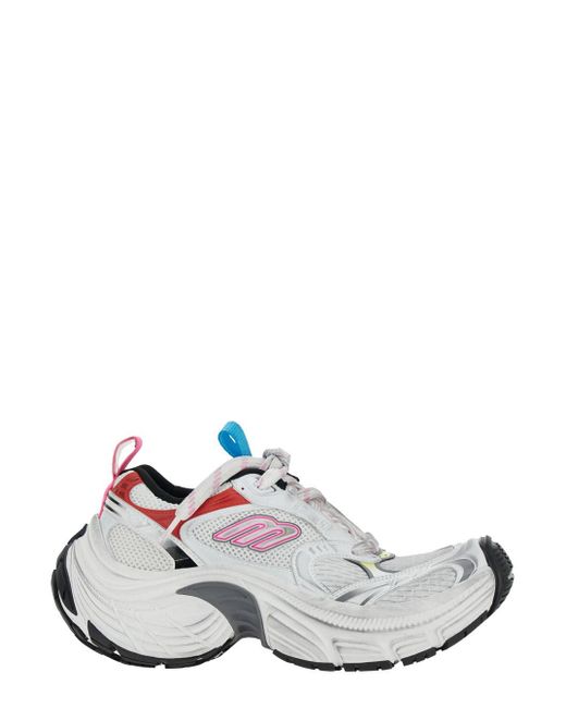 Balenciaga White '6Xl' Low Top Sneakers With Mesh Panels And Logo Detail On The Side