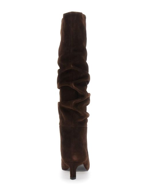 Alohas Brown 'Kalila' Knee-High Boots With Square Toe And Low Heel In