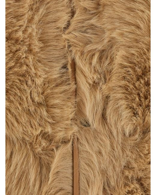 Urbancode Natural Shearling Coat With Round Neck And Front Closure