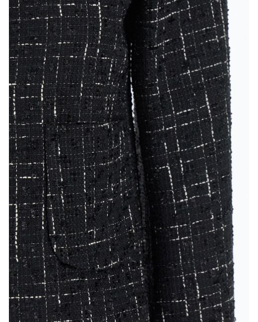 Plain Black Jacket With Round Neck And Front Button Closure