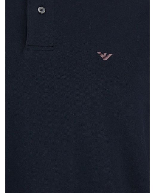 Emporio Armani Blue Long Sleeve Polo for men