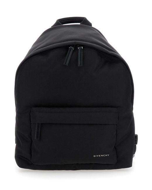 Givenchy Black Backpack With Adjustable Shoulder Straps And Logo On Front for men