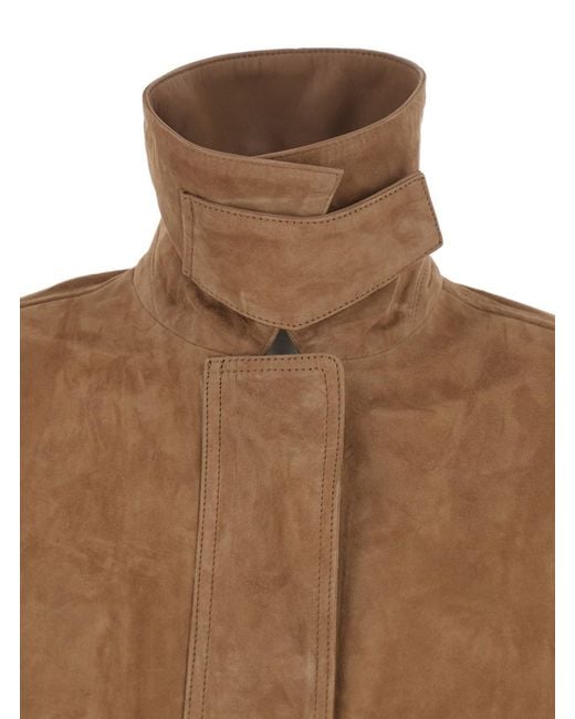 Arma Brown 'Kaylee' Jacket With Foldable Collar With Button And Patch