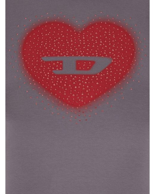 DIESEL Gray T-Shirt T-Uncuties-Long-S5 With Round Neck And Long Sleeves