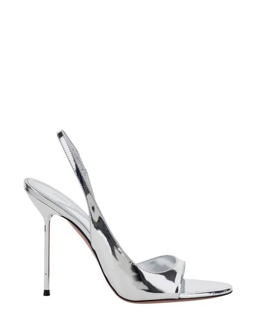 Paris Texas White Lidia Slingback Metallic Leather Heels For