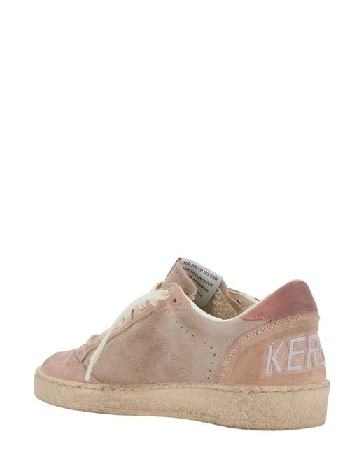 Golden Goose Deluxe Brand Pink Ballstar Shoes With Suede Upper And Glitter Star