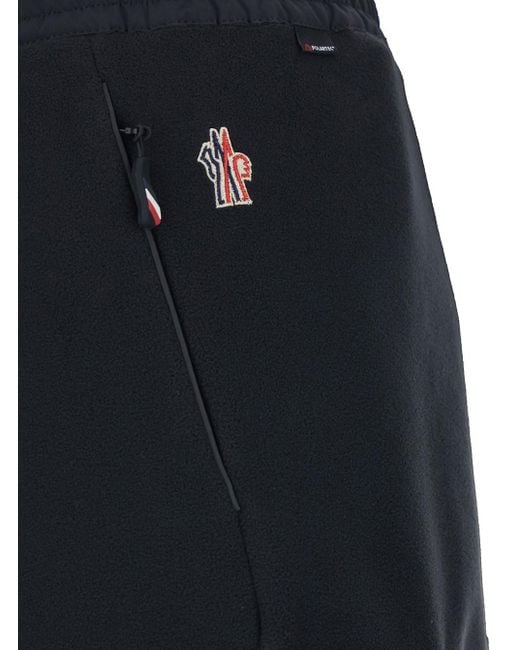 Moncler Blue Pants With Side Logo Patch And Tech Fabric Inse for men