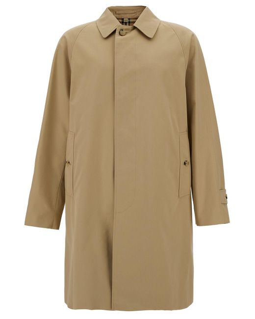 Burberry Natural Single-Breasted Coat With One Single Button for men