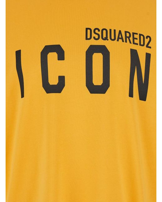 T-Shirt Girocollo Con Maxi Stampa Logo Sul Fronte di DSquared² in Yellow da Uomo