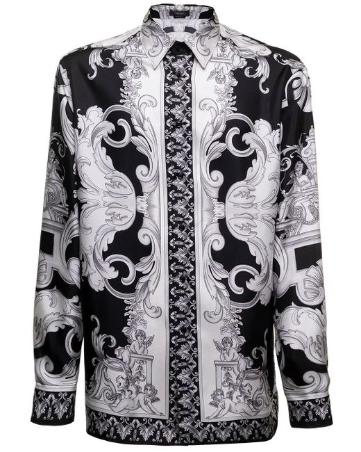 Versace Camicia Silver Barocco in Black for Men | Lyst