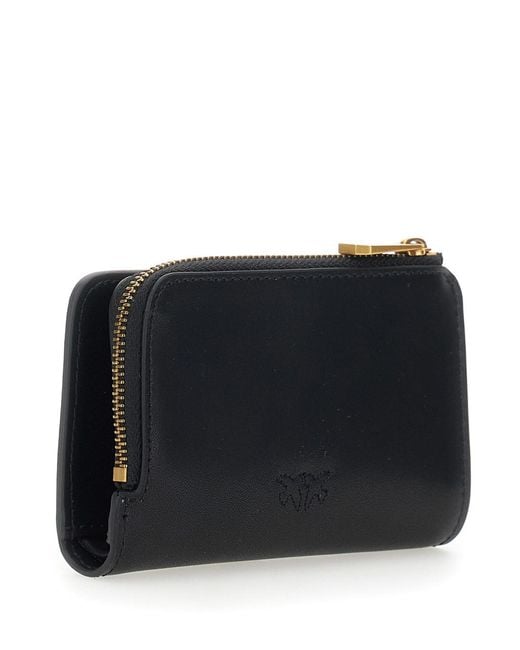 Pinko Black Wallet Love Birds Leather