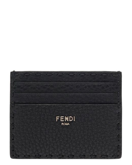 Fendi Black Card-Holder With Lettering for men