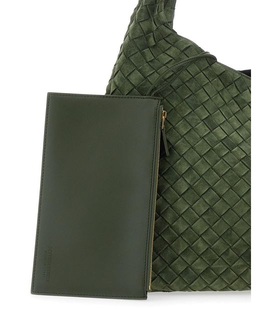 Bottega Veneta Green 'Campana' Large Shoulder Bag With Top Handle And