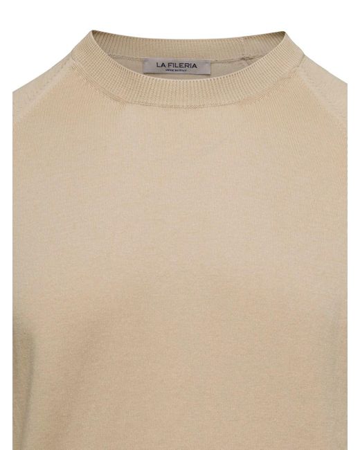La Fileria Natural Crewneck T-Shirt With Raglan Sleeves for men