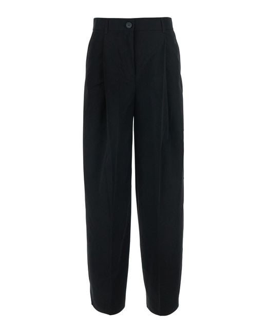 Totême Black Pants With Button And Zip Closure