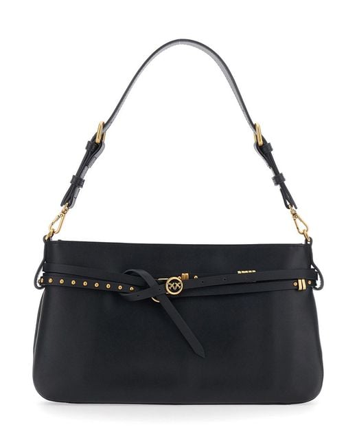 Pinko Black Shoulder Bag 'Logo' With Adjustable And Removable Leather