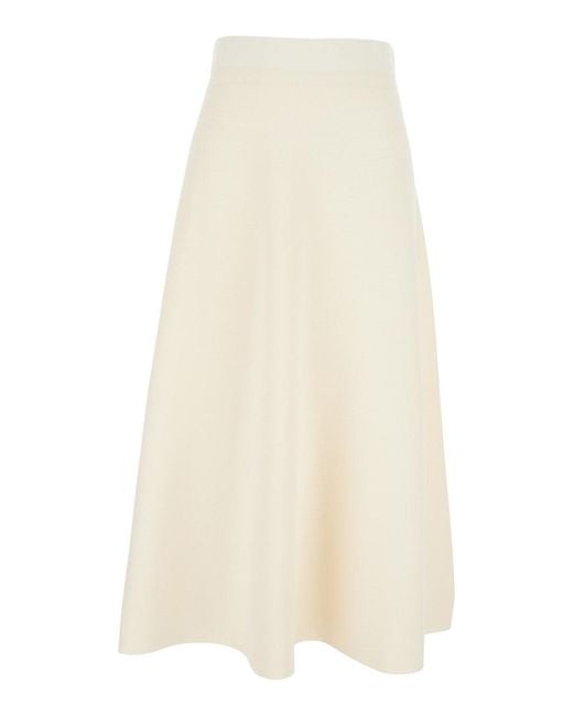 Max Mara Pure White Long Skirt With Hidden Closure