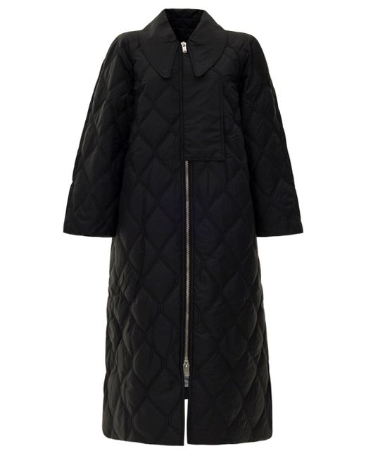 Ganni Black Ripstop Quilt Coat