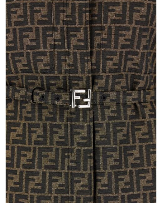 Fendi Green Jacket With All-Over Ff Motiv