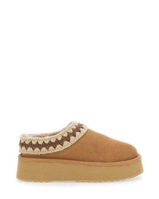 Mou Brown Mules With Braided Detail