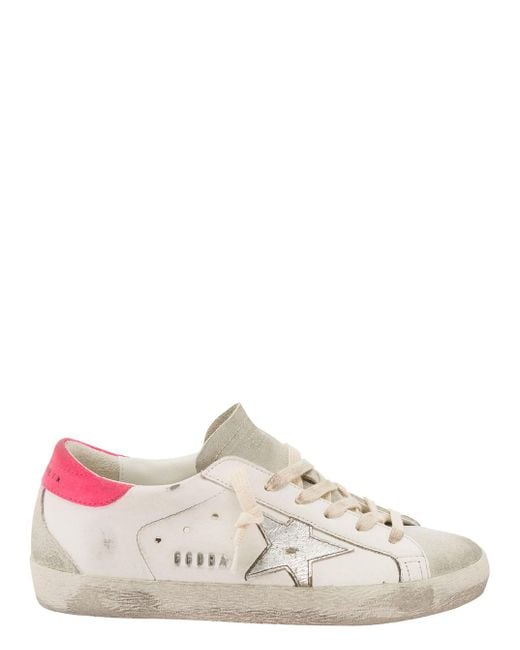 Golden Goose Deluxe Brand White 'Superstar' Low Top Vintage Effect Sneakers With Star Detail