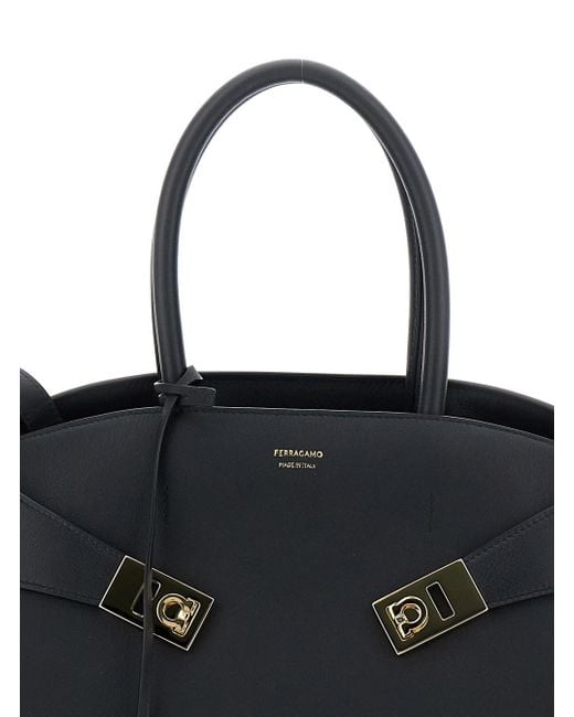 Ferragamo Black 'Hug S' Handbag With Logo And Gancini Buckle