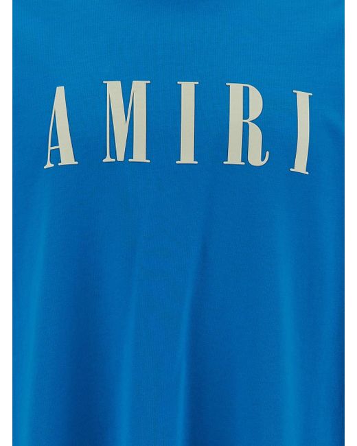 Amiri Blue Light T-Shirt With Contrasting Logo Print for men