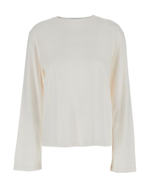 Agolde White 'Runa' Crewneck T-Shirt With Dropped Shoulders