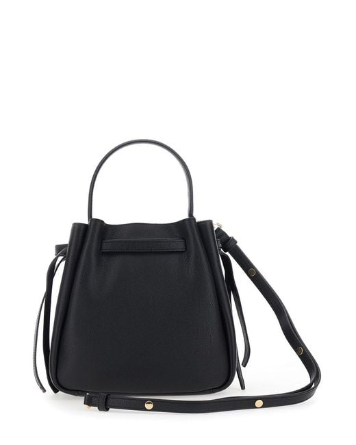 Tory Burch Black Bucket Bag Romy Grained Leather