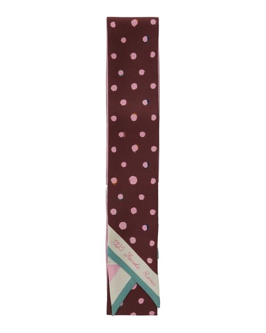 Fendi Purple Scarf With Polka Dot Pattern And Logo Lettering