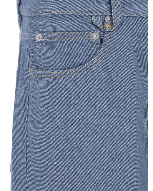 Jeans 'Le De-Nimes Droit' A Cinque Tasche Con Logo Ricamato di Jacquemus in Blue da Uomo