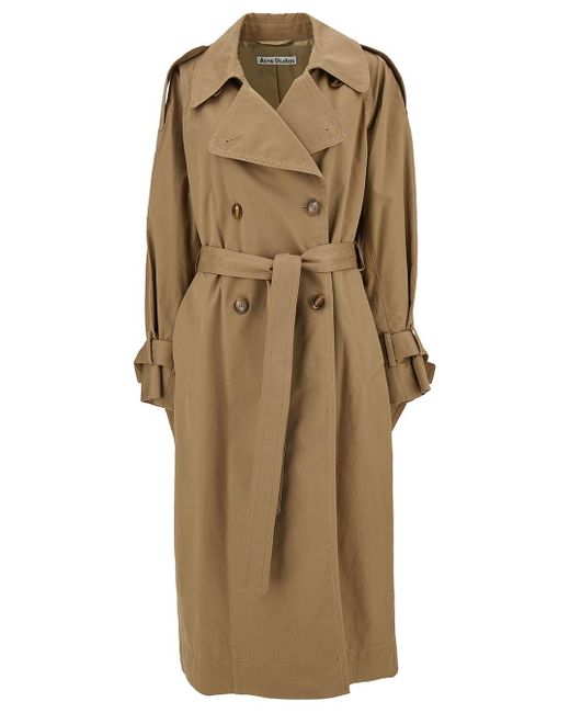 Acne Natural Double-Breasted Trench Coat With Matching Belt