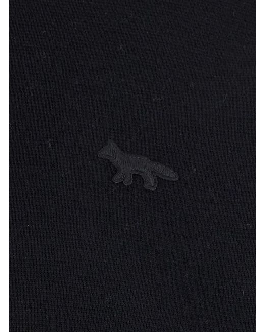 Maison Kitsuné Blue Crew Neck Sweater With Fox Patch for men