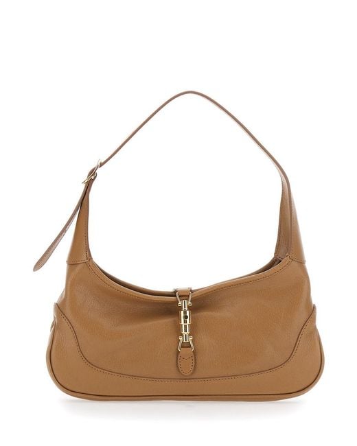 Gucci Brown 'Jackie 1961' Shoulder Bag With Clasp Closure And Adjustable Strap
