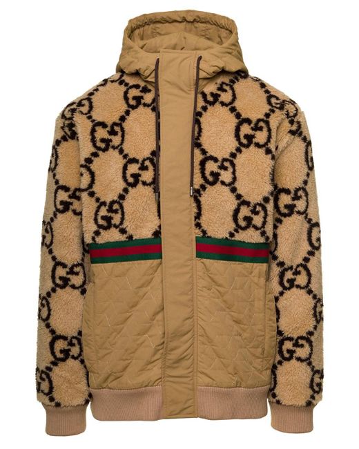 Gucci Brown gg Jacquard Jacket With Web Detail Man for men
