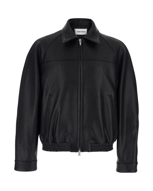 TONYWACK Black Jacket With Classic Collar And Two Zip Pockets On The F for men