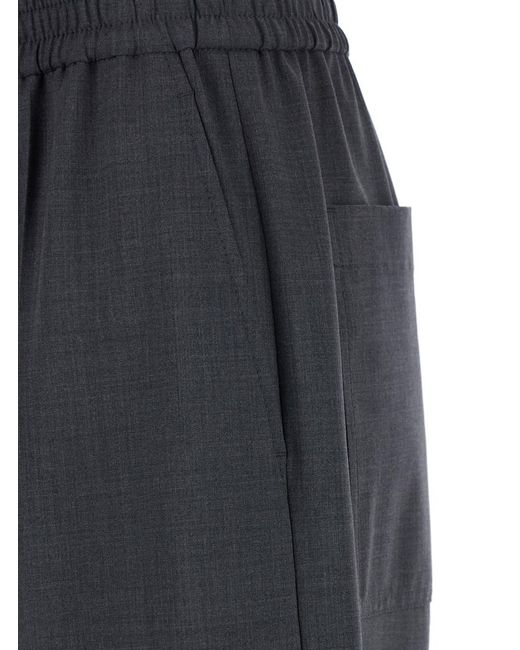 Brunello Cucinelli Blue Wool Wide-Leg Trousers