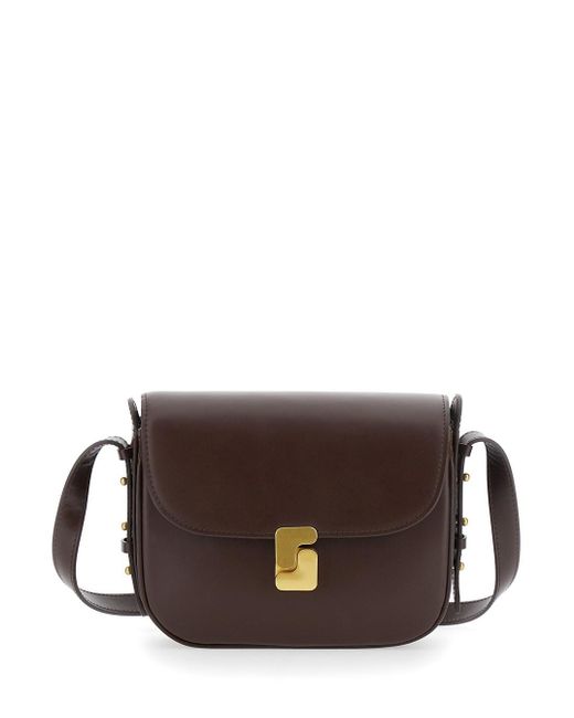Soeur Brown 'Bellissima Mini' Crossbody Bag With Logo Detail On The Fr