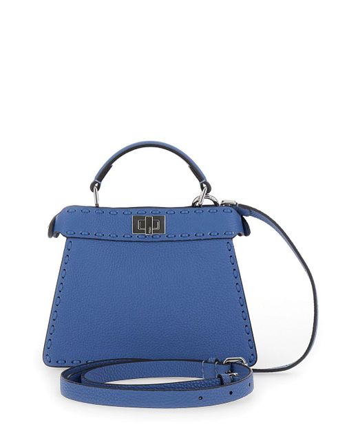 Borsa A Mano 'Peekaboo Iseeu Petite' Con Chiusura A Girello di Fendi in Blue
