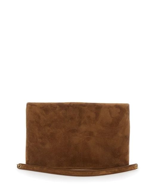 Saint Laurent Brown Ysl Pw Mbag Suede Satin Calf